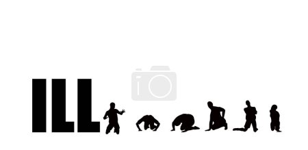 Photo for The sick silhouettes standing next to the 'Ill' text - Royalty Free Image