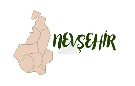 Ilustración de Explore las regiones de la provincia de Nevehir con un mapa vectorial detallado - Imagen libre de derechos