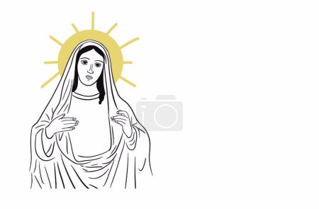 Téléchargez les illustrations : Croquis vectoriel du portrait de Vierge Marie - en licence libre de droit