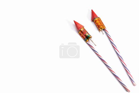 Photo for Indian festival Diwali firecrackers isolated on white background. - Royalty Free Image