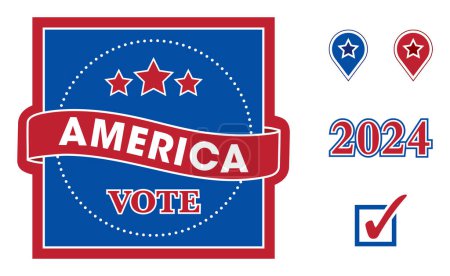 Téléchargez les photos : Icônes et badge de vote politique américain - en image libre de droit