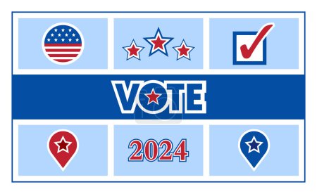 American political vote election icons set