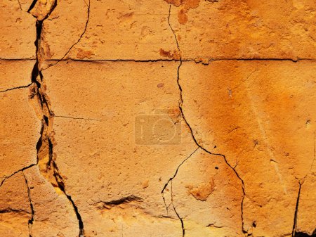 Photo for Red brick texture macro closeup, old detailed rough grunge texture - Royalty Free Image