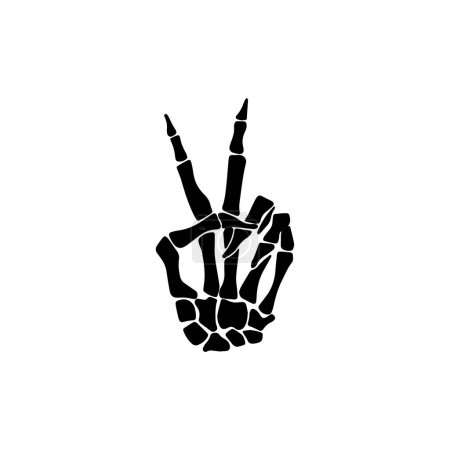 Skeleton Hand Making Peace Sign. Vector icon.