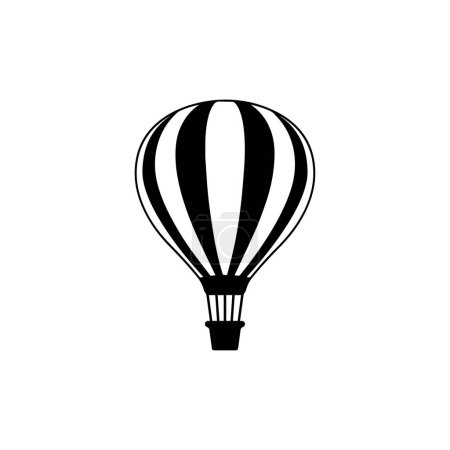 Hot Air Balloon Silhouette with Stripes. Vector icon.