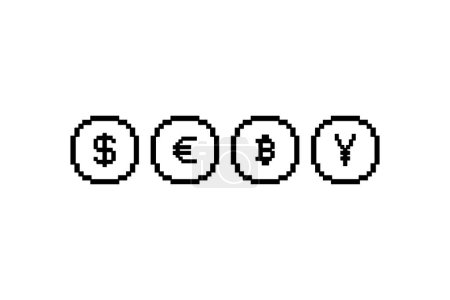 Photo for Pixelated Currency Symbols. Vector icon. - Royalty Free Image