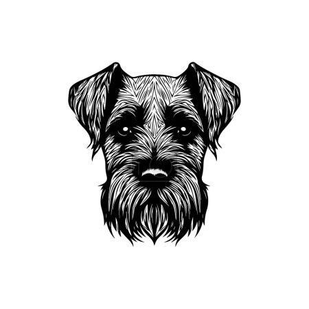 Detailed Schnauzer Dog Head Illustration. Vector icon.