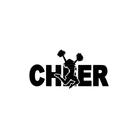 Cheerleader Silhouette with Cheer Text. Vector icon.