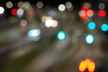 Photo for Abstract bokeh background of traffic jam in the city at night - Royalty Free Image