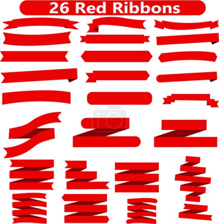 Téléchargez les illustrations : Ensemble de rubans rouges. Vintage. Une simple collection de rubans. Graphiques vectoriels - en licence libre de droit
