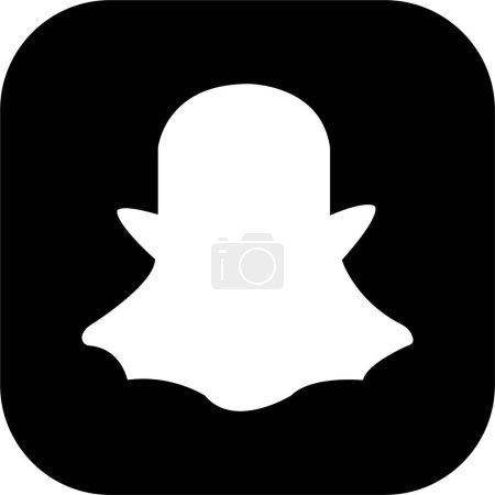 Téléchargez les illustrations : Icône messager logo Snapchat. Logotype réaliste des médias sociaux. Snap chat app bouton sur fond transparent. - en licence libre de droit