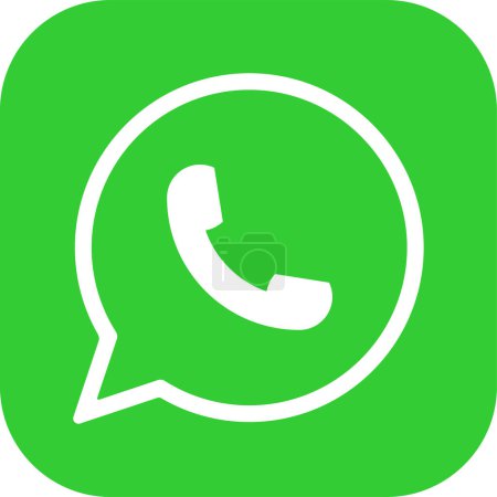 Illustration for WhatsApp logo messenger icon. Realistic social media logotype. whats app button on transparent background. - Royalty Free Image
