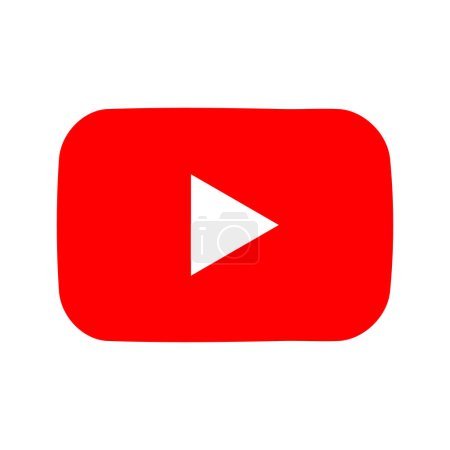 Illustration for Red YouTube logo on a transparent background. Realistic social media icon logotype. YouTube video and music icon. - Royalty Free Image