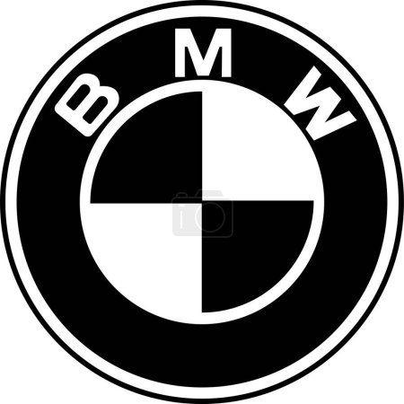 Ilustración de Icono del logotipo de BMW símbolo de la marca del coche famoso estilo de identidad etiqueta Top líder de la industria automotriz vector de diseño de arte. Signo de emblema de automóvil negro - Imagen libre de derechos