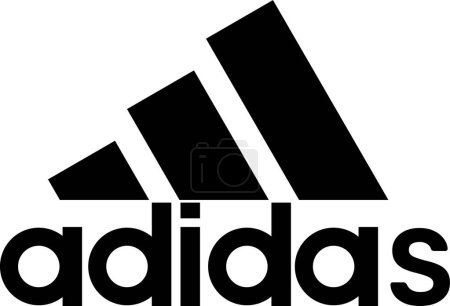 Adidas sportswear brand logo. Shoe brand black logotype stock vector on transparent background