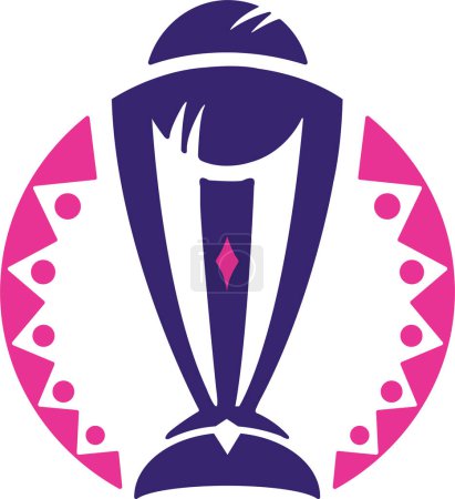 Illustration for ICC ( international cricket council ) trophy logo for ODI cricket world cup 2023 in India template. Brand identity logotype man cricket world cup trophy. Stock vector - Royalty Free Image