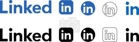 Téléchargez les illustrations : Ensemble de logo de conception LinkedIn signe vecteur de symbole dans les entreprises américaines et service en ligne orienté vers l'emploi fonctionne via le site Web et les applications mobiles. collection d'applications de médias sociaux - en licence libre de droit