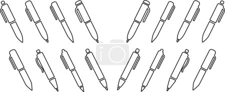 Illustration for Writing pens icons line set. Collection of vector icons for writing and artistic tools: pen, pencil, marker - Royalty Free Image
