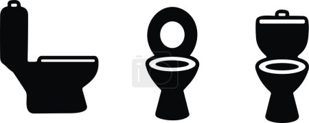 Illustration for Toilet flat icon bowl sanitaryware vector bathroom set. Bidet toilet icon collection - Royalty Free Image