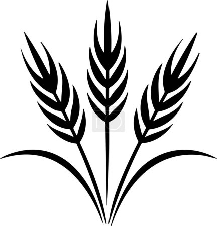 Téléchargez les illustrations : Oreille de blé ou de seigle à grains entiers. Couronne de blé et picots de grain icône. Illustration vectorielle - en licence libre de droit