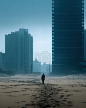 Téléchargez les photos : Vue de la silhouette au milieu de la ville folle - en image libre de droit