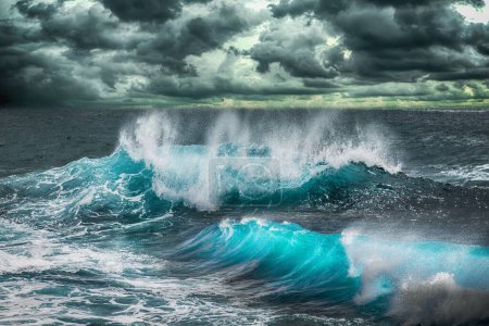 Photo for Stormy waves crashing on the beach - Royalty Free Image