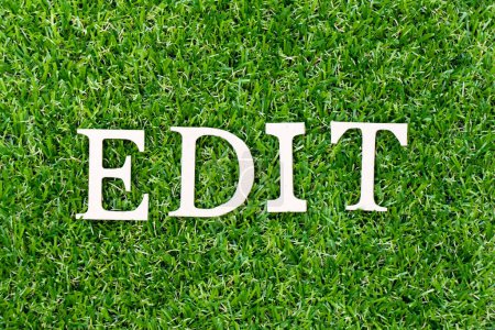 Photo for Wood letter in word edit on green grass background - Royalty Free Image