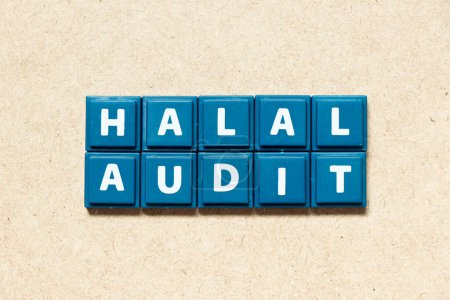 Photo for Tile alphabet letter in word halal audit on wood background - Royalty Free Image