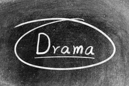 Photo for White chalk hand writing in word drama and circle shape on blackboard background - Royalty Free Image