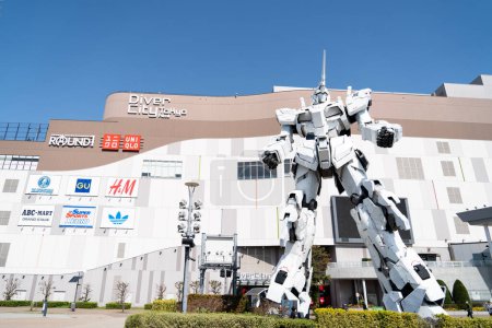 Photo for TOKYO, JAPAN - Mar 30, 2024 RX-0 Unicorn Gundam statue in normal mode located at Diver City Tokyo Plaza Tokyo, Odaiba - Royalty Free Image