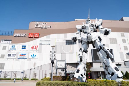 Photo for TOKYO, JAPAN - Mar 30, 2024 RX-0 Unicorn Gundam statue in normal mode located at Diver City Tokyo Plaza Tokyo, Odaiba - Royalty Free Image