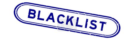 Téléchargez les illustrations : Grunge bleu liste noire mot caoutchouc sceau timbre sur fond blanc - en licence libre de droit