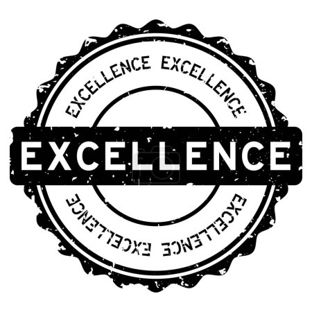Grunge black excellence word round rubber seal stamp on white background