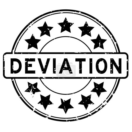 Téléchargez les illustrations : Grunge mot de déviation noir avec icône étoile rond tampon de joint en caoutchouc sur fond blanc - en licence libre de droit