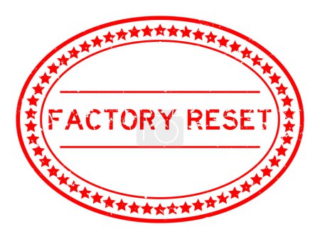 Téléchargez les illustrations : Grunge rouge usine réinitialiser mot caoutchouc ovale cachet sur fond blanc - en licence libre de droit