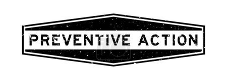 Ilustración de Grunge negro palabra de acción preventiva sello de goma hexágono sobre fondo blanco - Imagen libre de derechos