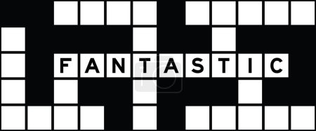 Illustration for Alphabet letter in word fantastic on crossword puzzle background - Royalty Free Image