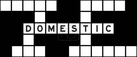 Téléchargez les illustrations : Alphabet lettre dans le mot domestique sur fond de puzzle mots croisés - en licence libre de droit