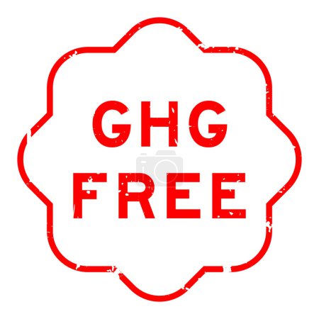 Ilustración de Grunge rojo GHG (Abreviatura de gases de efecto invernadero) sello de sello de goma palabra libre sobre fondo blanco - Imagen libre de derechos