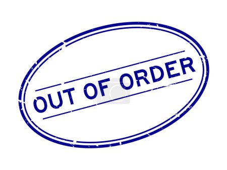 Illustration for Grunge blue out of order word oval rubber seal stamp on white background - Royalty Free Image