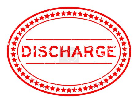 Illustration for Grunge red discharge word oval rubber seal stamp on white background - Royalty Free Image