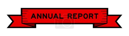 Téléchargez les illustrations : Bannière d'étiquette de ruban avec le rapport annuel de mot en couleur rouge sur fond blanc - en licence libre de droit