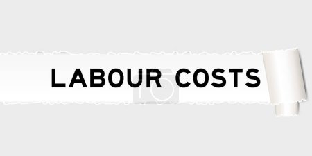 Ilustración de Fondo de papel gris rasgado que tienen costos de mano de obra palabra bajo parte desgarrada - Imagen libre de derechos