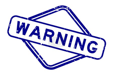 Ilustración de Grunge palabra de advertencia azul sello cuadrado de goma sobre fondo blanco - Imagen libre de derechos