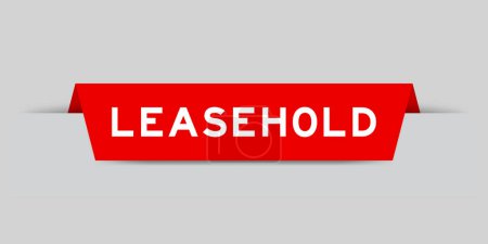 Illustration for Red color inserted label with word leasehold on gray background - Royalty Free Image