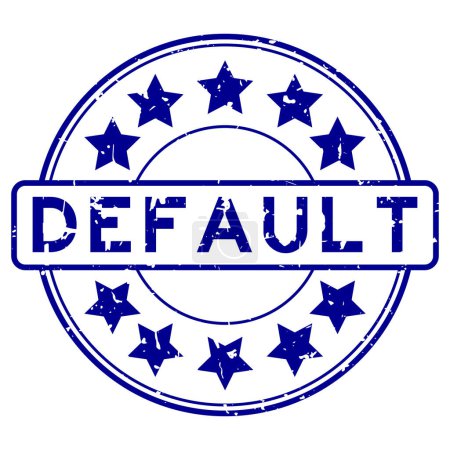 Illustration for Grunge blue default word with star icon round rubber seal stamp on white background - Royalty Free Image