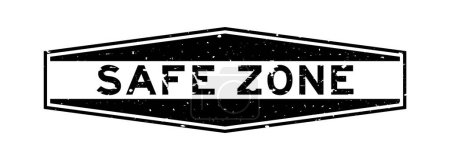 Téléchargez les illustrations : Grunge noir zone de sécurité mot hexagone caoutchouc sceau timbre sur fond blanc - en licence libre de droit