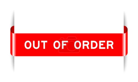 Illustration for Red color inserted label banner with word out of order on white background - Royalty Free Image