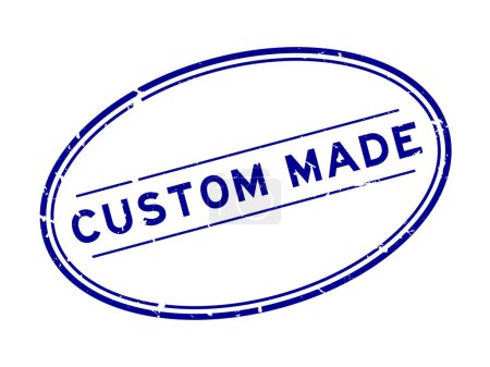 Illustration for Grunge blue custom made word oval rubber seal stamp on white background - Royalty Free Image