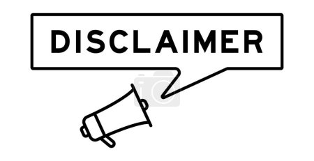 Illustration for Megaphone icon with speech bubble in word disclaimer on white background - Royalty Free Image